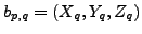 $ b_{p,q}=(X_{q},Y_{q},Z_{q})$